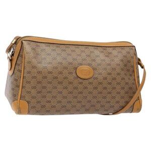 Authentic GUCCI Micro GG Supreme Shoulder Bag PVC Beige Gold